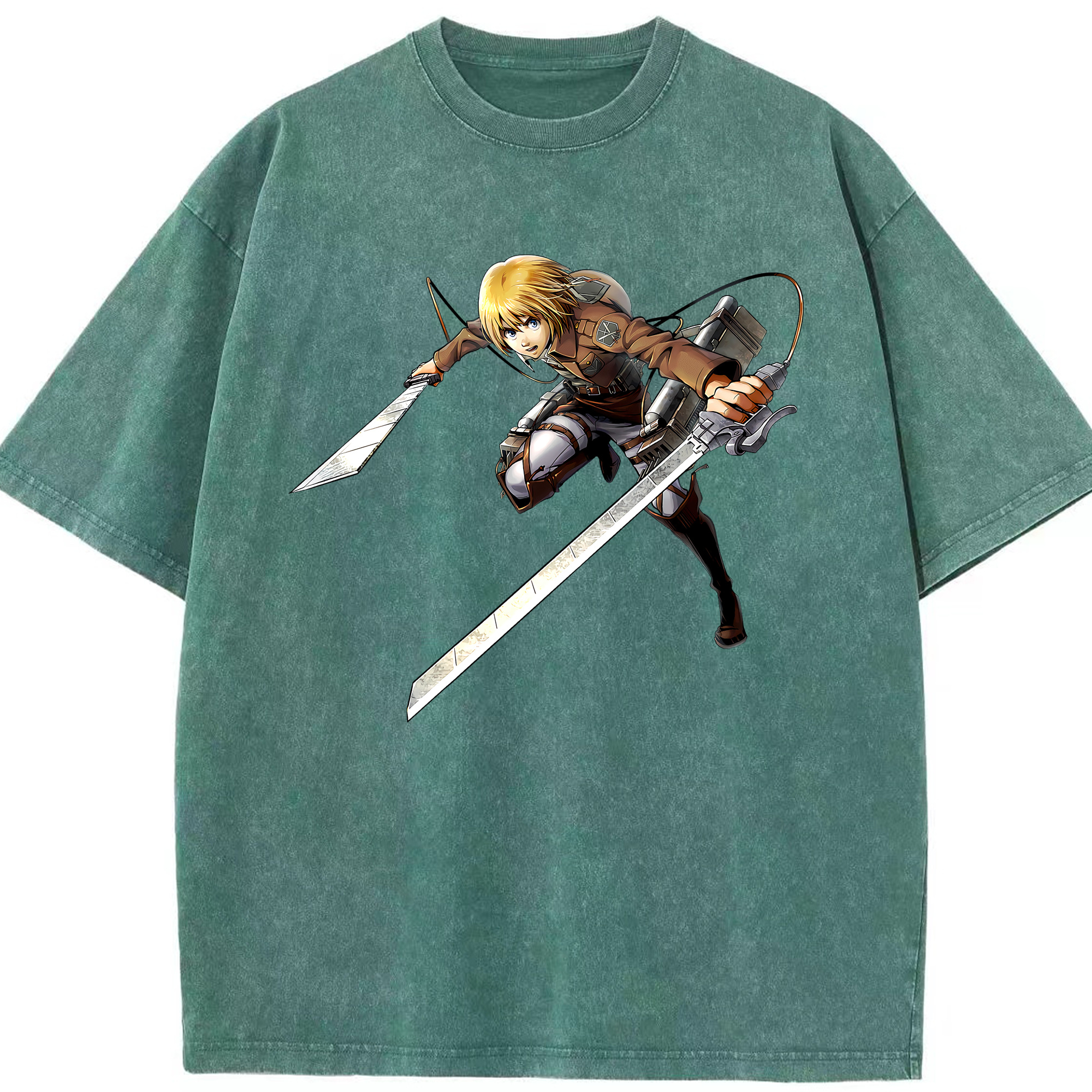 （画像用） 進撃の巨人 アルミン·アルレルト Attack on Titan Armin Arlert 綿100% ヴィンテージ風 半袖Tシャツ（フロントプリント）